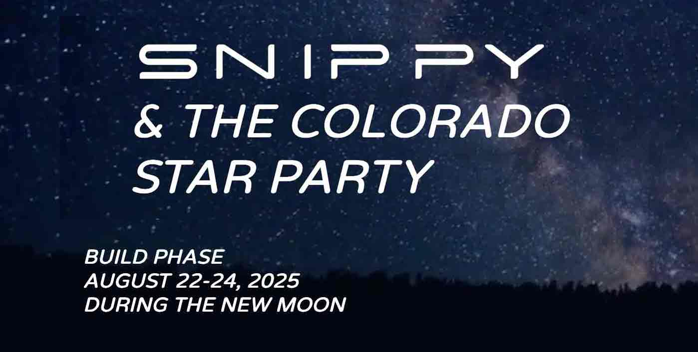 Poster announcing a conference Colorado in 2025 titled Snippy. Light lettering on a
dark background of stars.