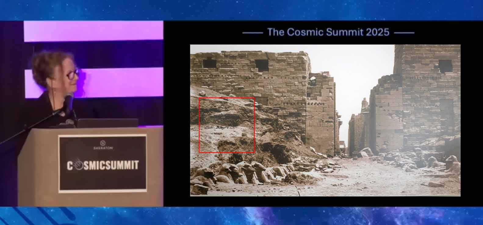 Catherine Ulissey on stage at the Cosmic Summit Conference in 2025.
