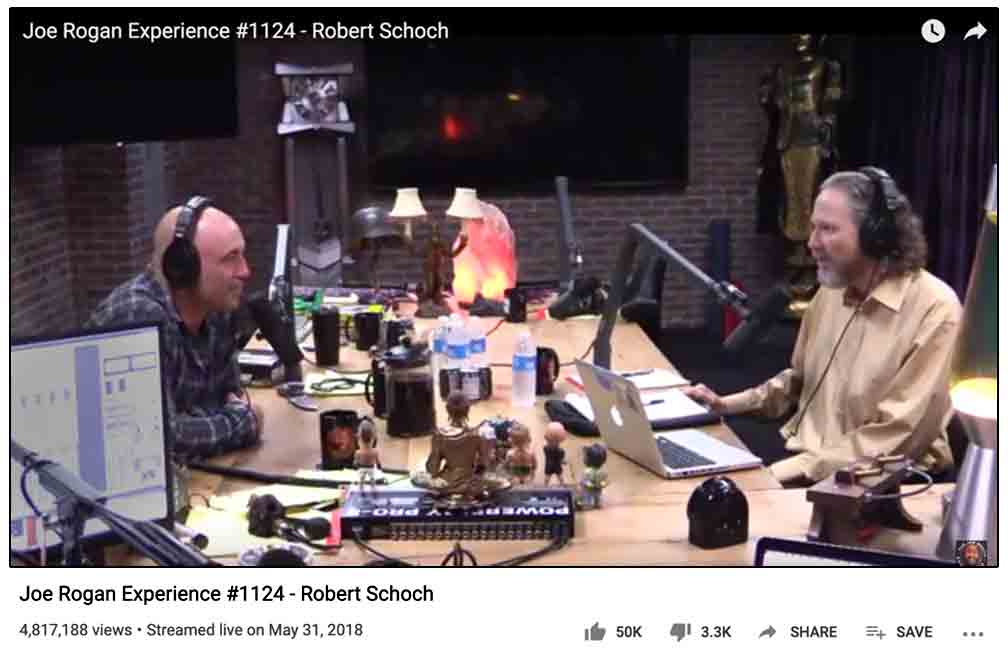 Robert Schoch and Joe Rogan speaking together in 2018