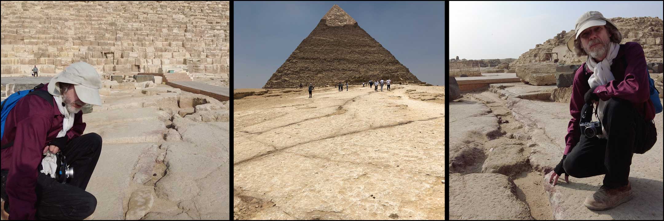 Schoch studying lichtenberg channels on the Giza Plateau