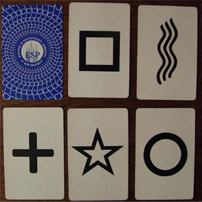 Image of E.S.P. cards developed by Dr. J. B. Rhine and his colleague 
							Dr. K. E. Zener