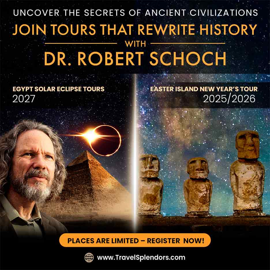 Poster for a tour of Egypt in 2027 to see the full solar eclipse over Luxor