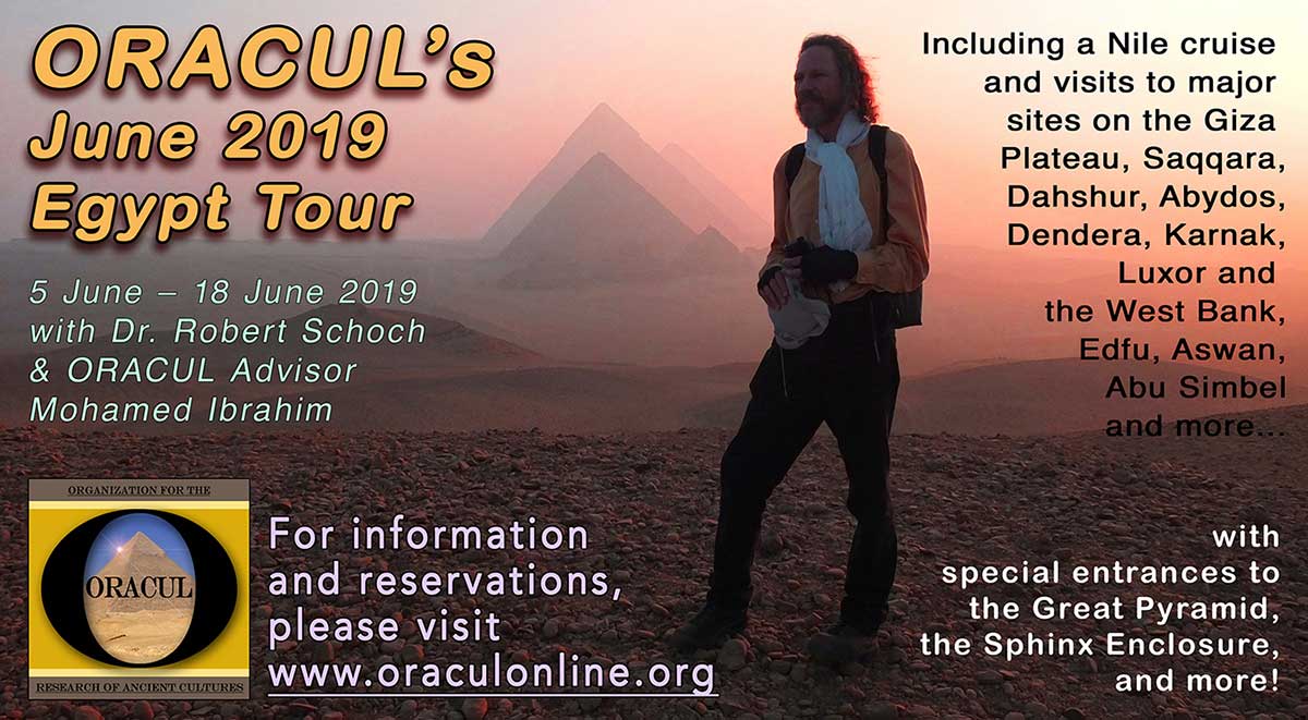 Advertisement for Egypt tour in June of 2019 with Robert Schoch